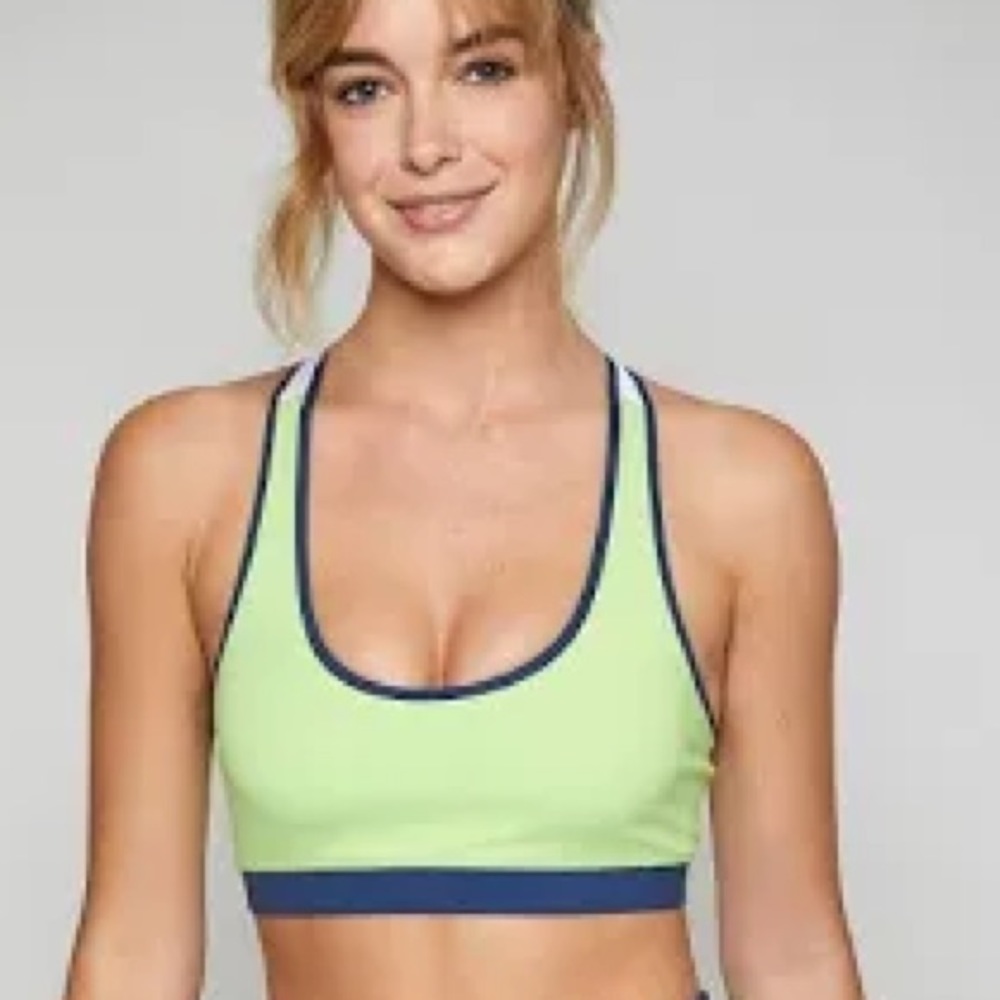 FourLaps women’s Infinity Sports Bra Lime Green Tomatillo Midnight White